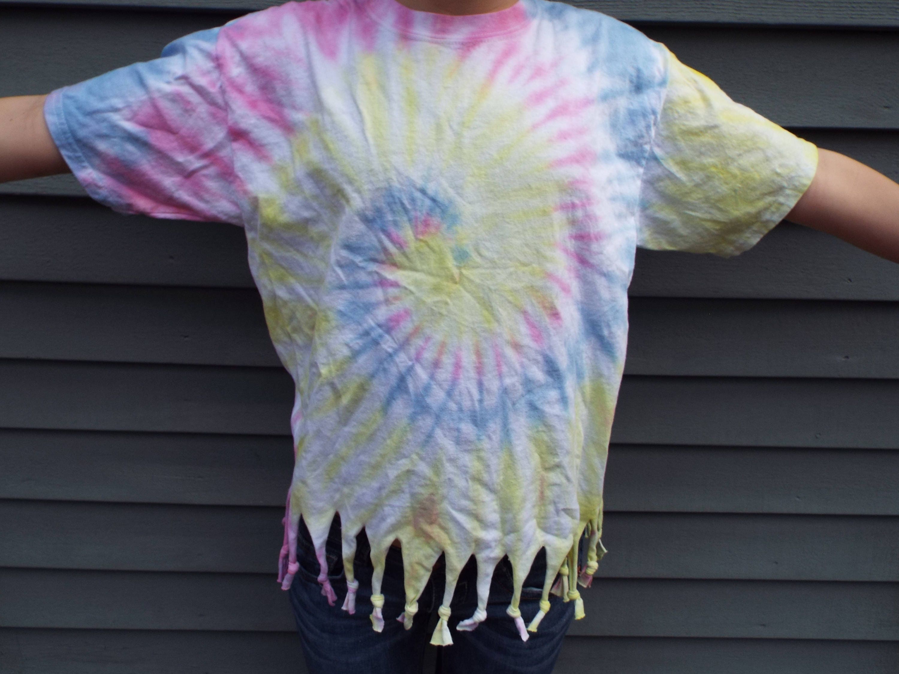 Girls Fringed Tie Dye T-shirt Youth XL 