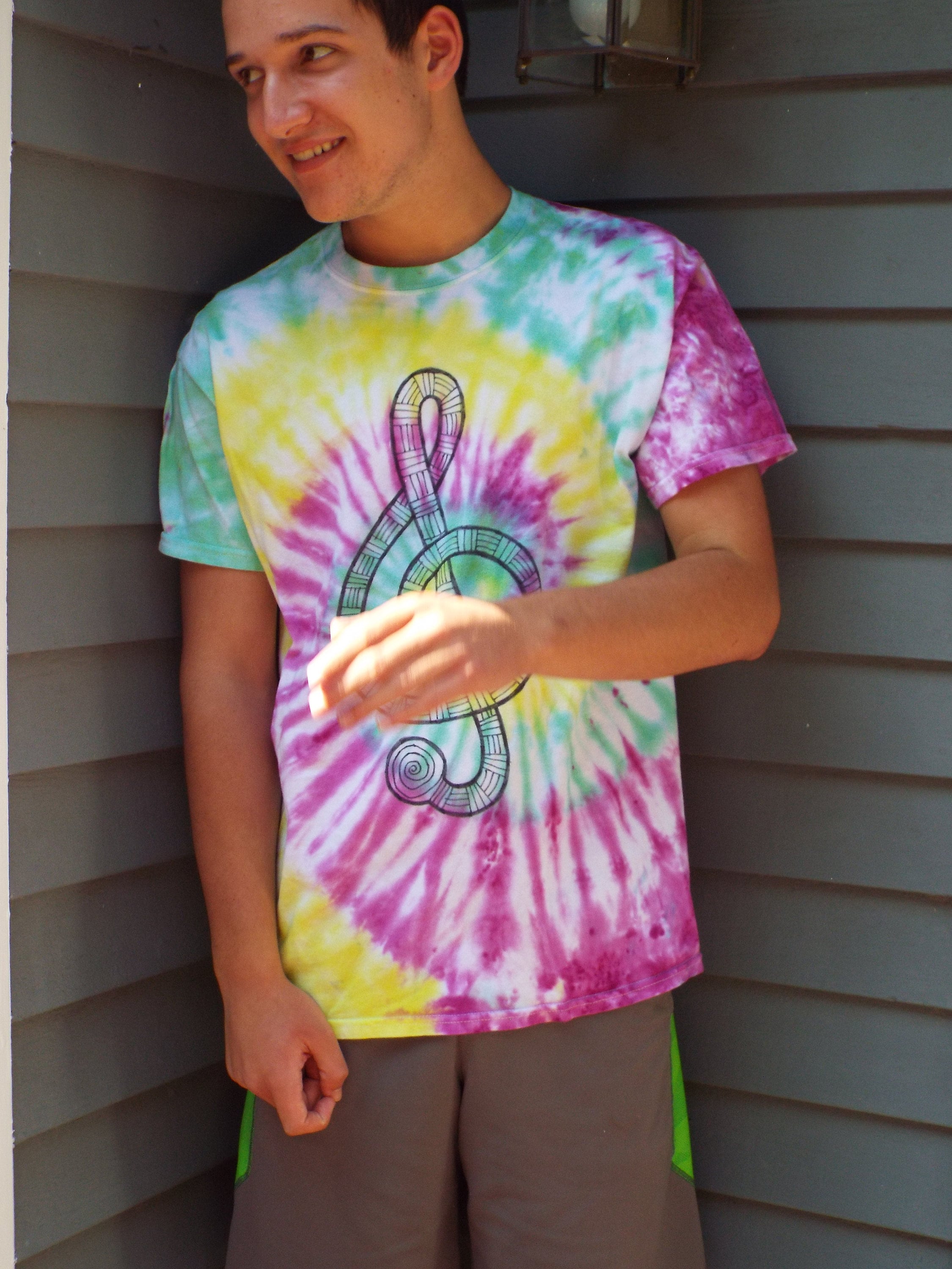 Treble Clef Shirt Adult Large Tie Dye Music Shirt Music - Etsy