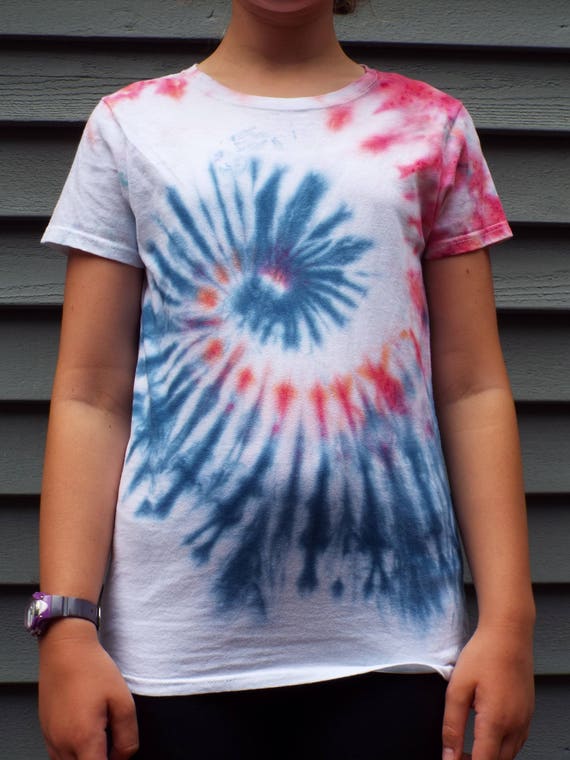 red white and blue tie dye shirt womens