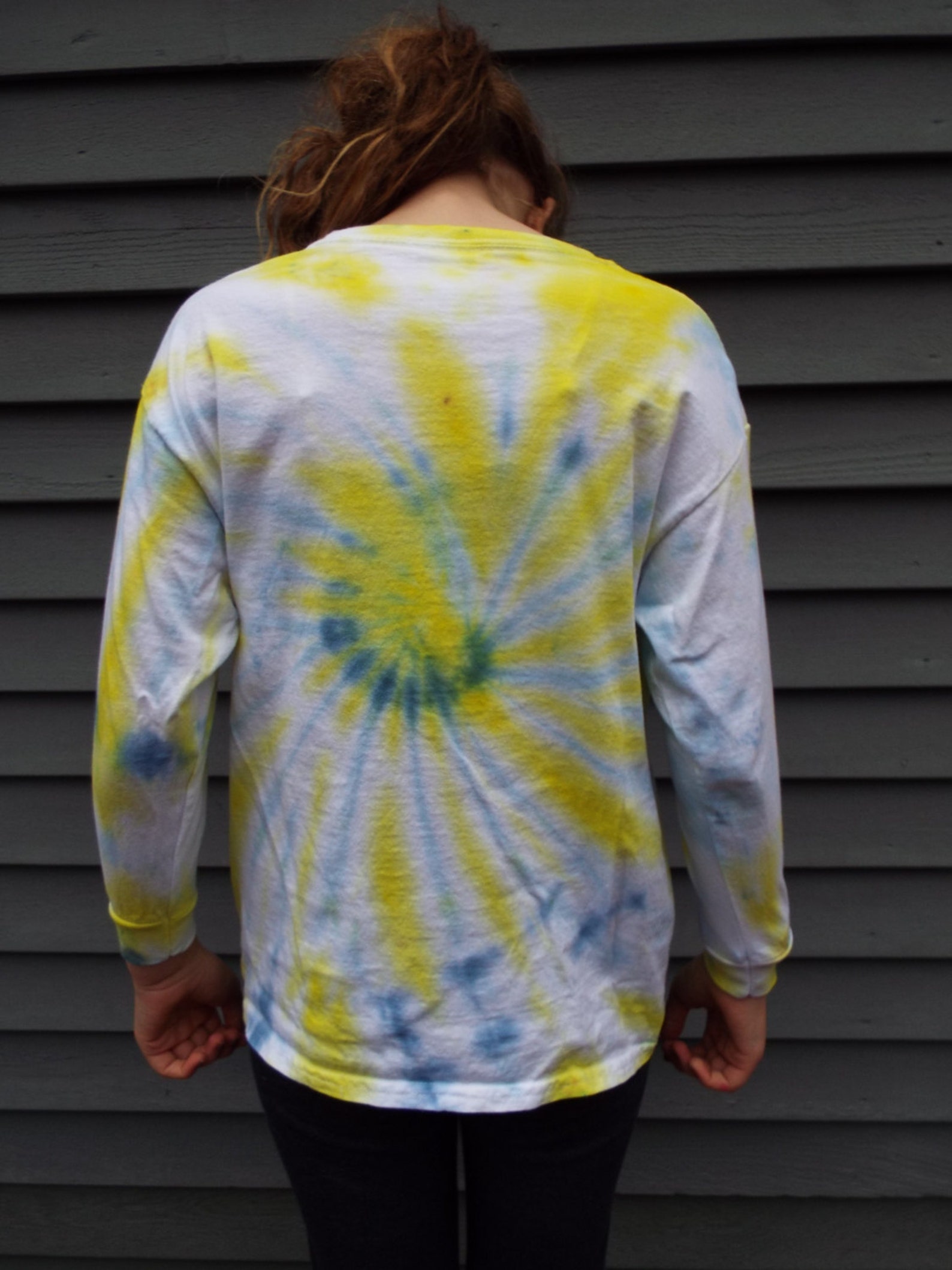 Childrens Tiedye Shirt, Kids Tie Dye Swirl in Blue and Yellow, Kids