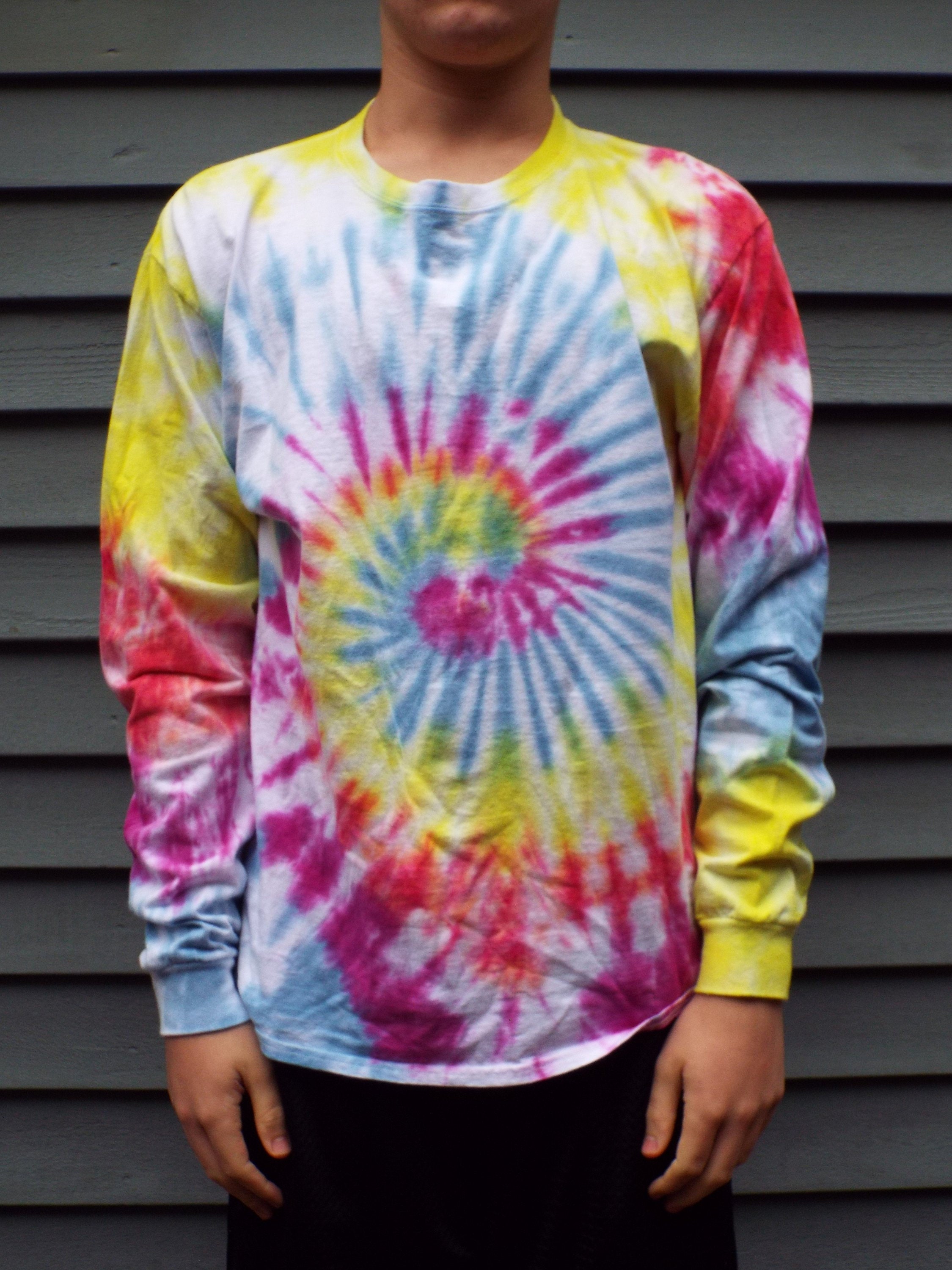 Long Sleeve Tie Dye Tshirt Adult L Large Tie Dye Shirt Etsy