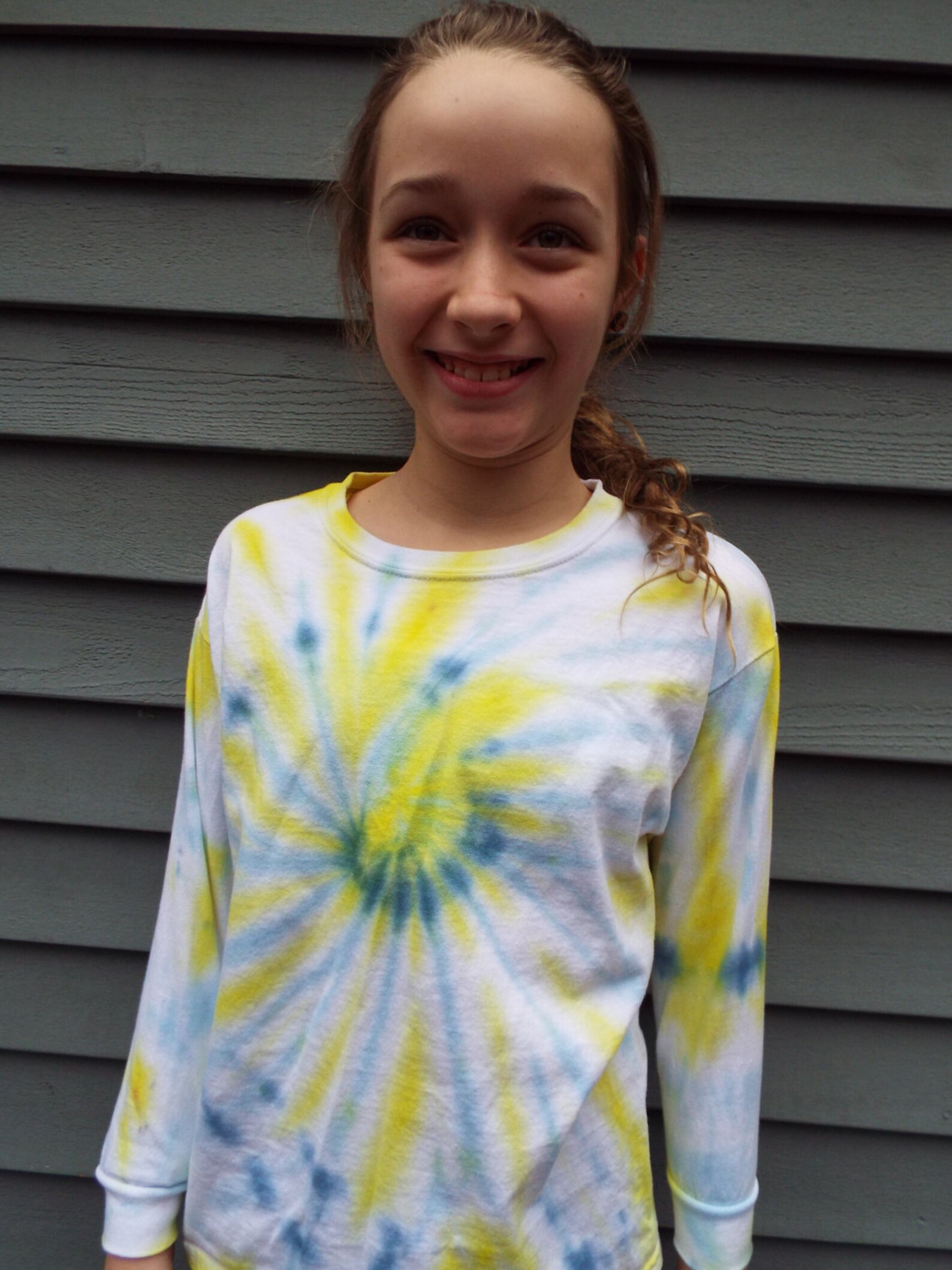 Childrens Tiedye Shirt, Kids Tie Dye Swirl in Blue and Yellow, Kids