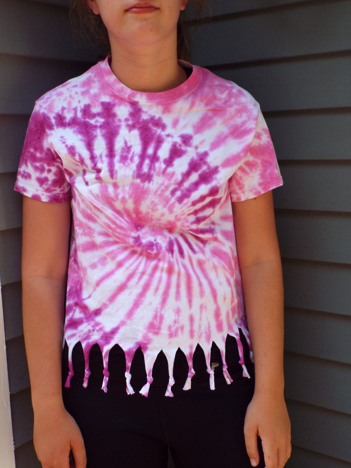 how to make tie dye fringe shirts