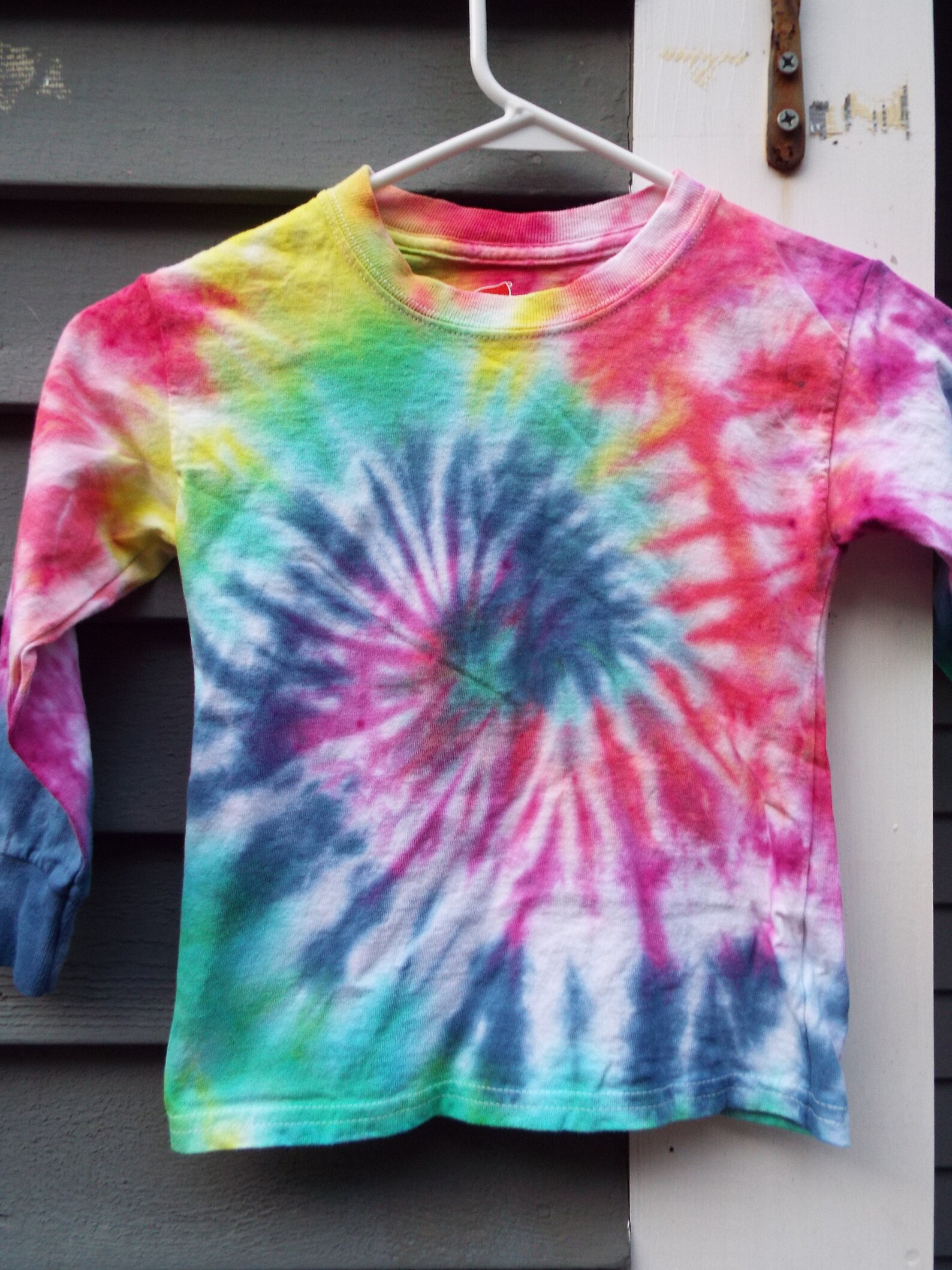 Tie Dye Long Sleeve T-Shirt For Kids - 100% Cotton, Multicolor, Youth Sizes XS-L