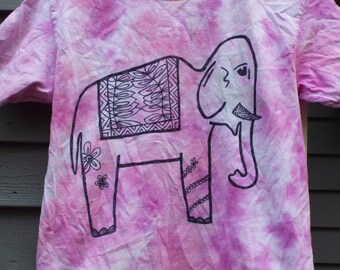 Girls Elephant Shirt, Kids Medium Tie Dye Elephant T-shirt, Elephant Birthday, Kids Tie Dye Shirt, Elephant Clothing, Girls Tie Dye Tshirt