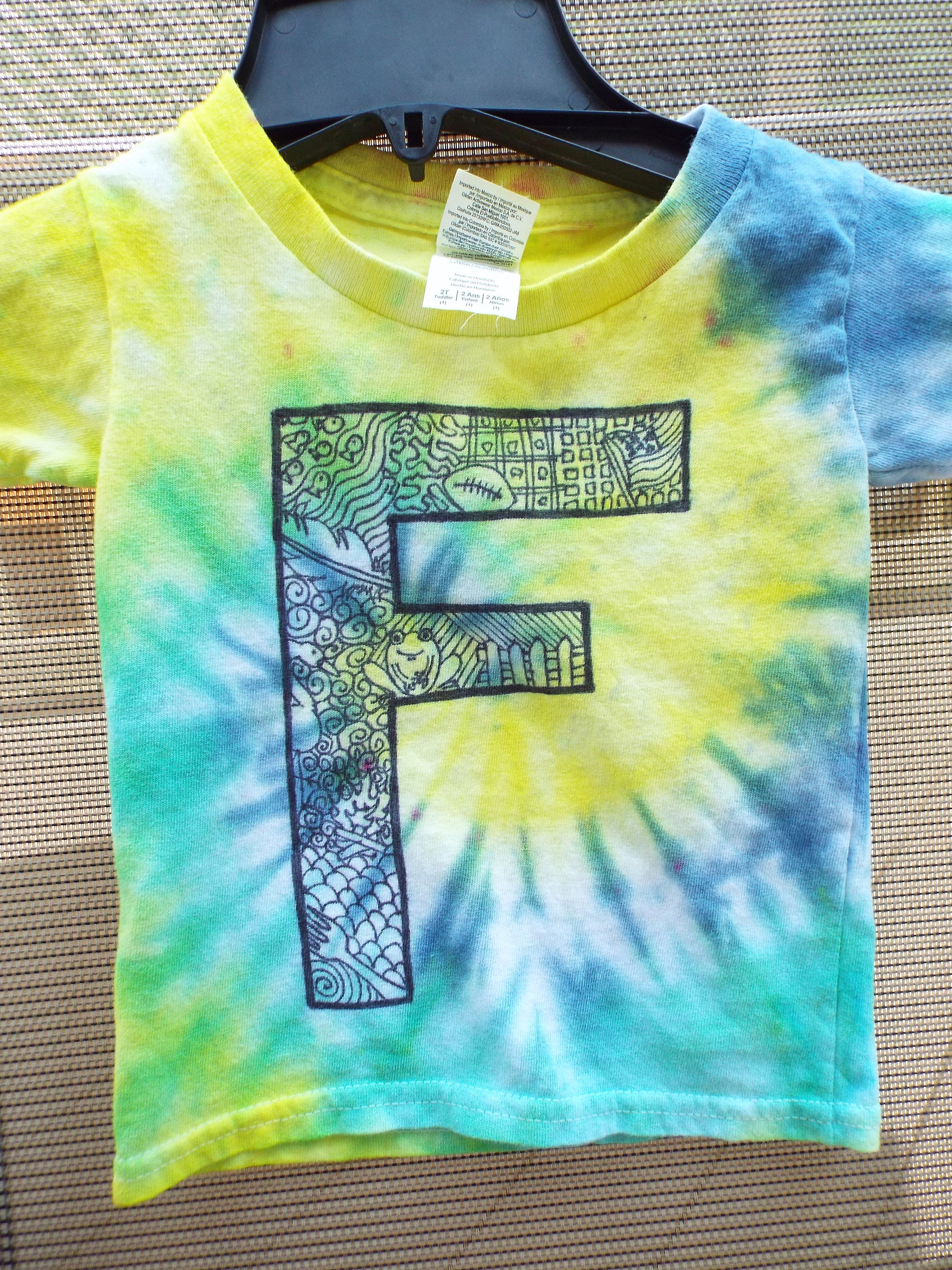 Kids Initial Shirt Custom Tie dye Shirt for kids w