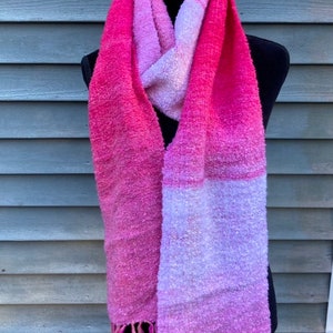 Pink Handwoven Scarf, Pink scarf, Hand weaving, fashion scarf, handmade scarf, Winter scarf unique woven accessory