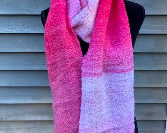 Pink Handwoven Scarf, Pink scarf, Hand weaving, fashion scarf, handmade scarf, Winter scarf unique woven accessory