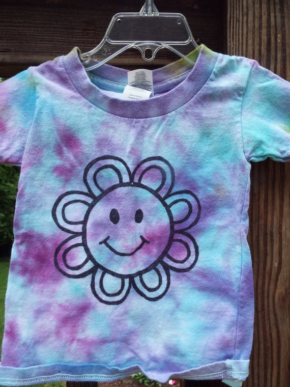Kids Smiley Face Shirt Custom Tie Dye Shirt w Smiley Flower | Etsy