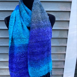 Blue Handwoven Scarf, Blue scarf, Hand weaving, fashion scarf, handmade scarf, Winter scarf unique woven accessory