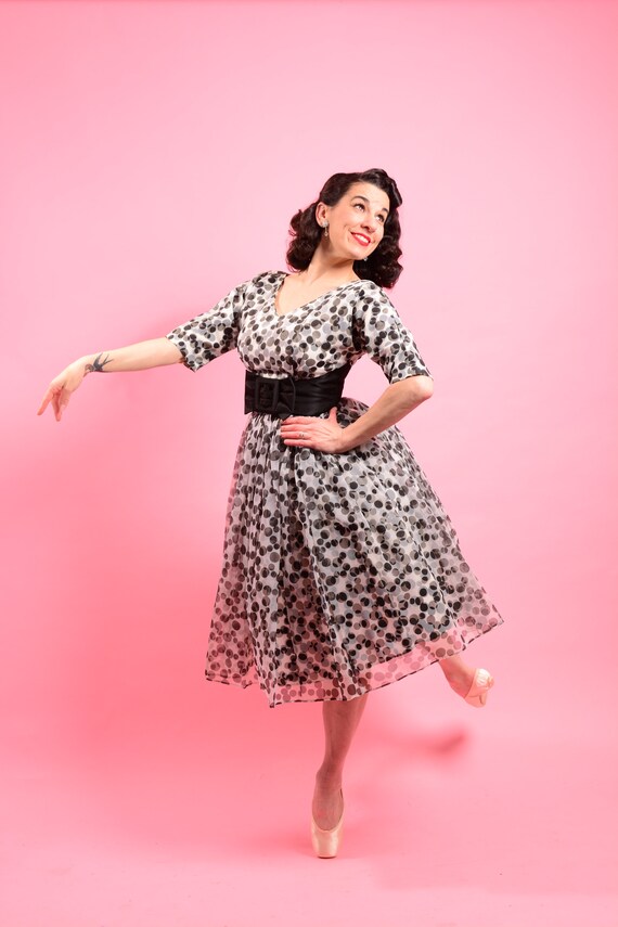 1950’s 3D Black & White Polka Dot dress • 50s pro… - image 2