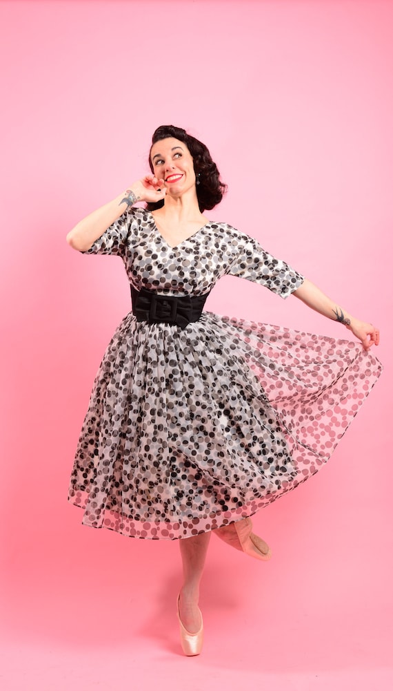 1950’s 3D Black & White Polka Dot dress • 50s pro… - image 1