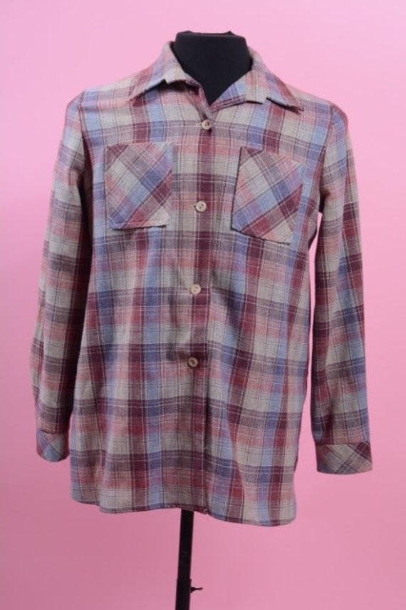 1970s Light weight wool plaid shirt