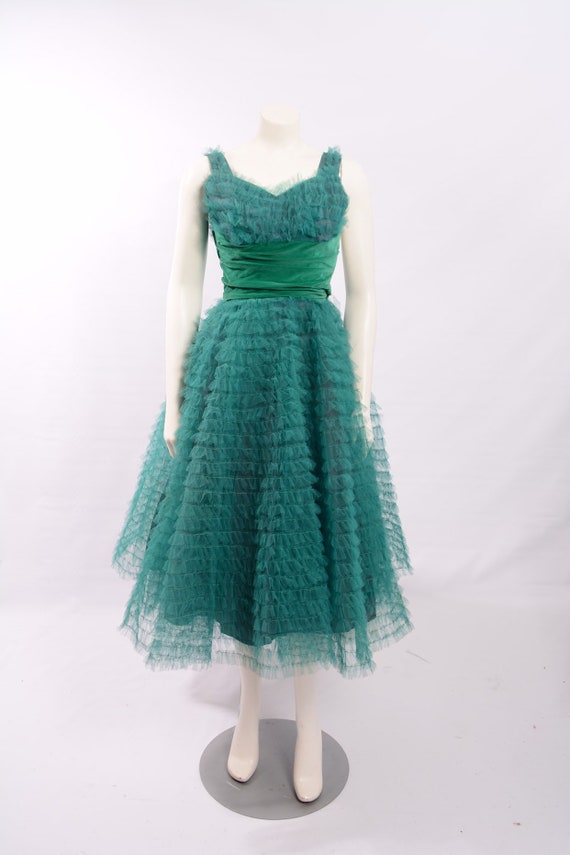 emerald green tulle dress