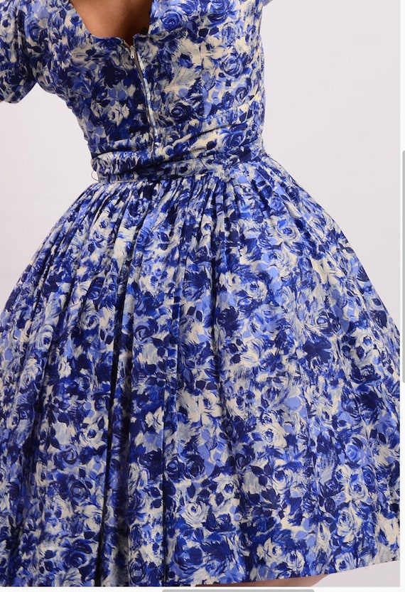 1950’s Gigi Young Silk Dress Watercolors Flower P… - image 6