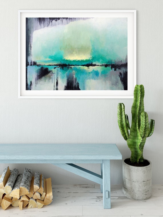 Lime Green Wall Art Printable Abstract Art Teal Abstract Etsy