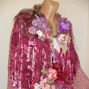 Wonderful Burgundy Silk Velvet  DEVORE Jacket or Tunuc Coat  Fairy Victorian  Art To Wear