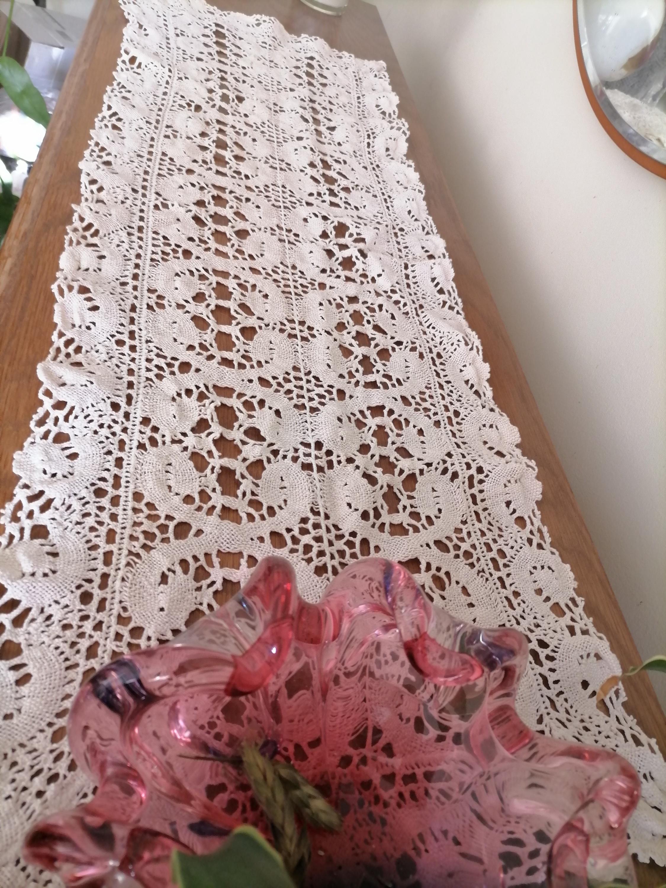 アンティーク ボビンレース テーブルクロス 111.5cm memories ボビン