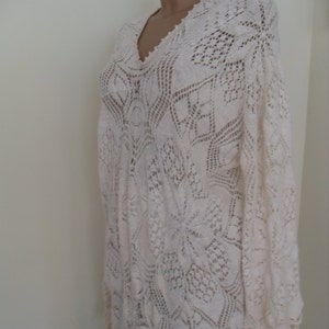 Plus Bridal dress robe knitted 100% cotton,Wedding dress,Delicate white lace dress, handknitent .Plus  knitent dress.roba