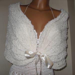 Bridal coat, Wedding knetted bolero, Bridal coat, Ivory coat, Soft wool,scialle da sposa