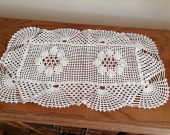 Belle, blanche, nappe rectangulaire, crochet, accessoire pour la maison, cadeau de mariée