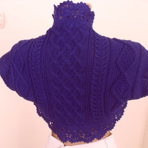 Knitted shrug in shades of violet blue  cotton