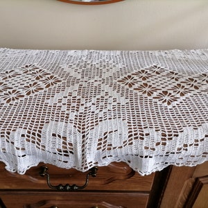 Mantel blanco elíptico, crochet, hermoso accesorio de tocador, regalo de boda
