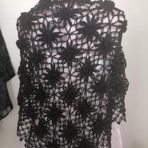 Scarf, black fluffy, mohair, soft wool.