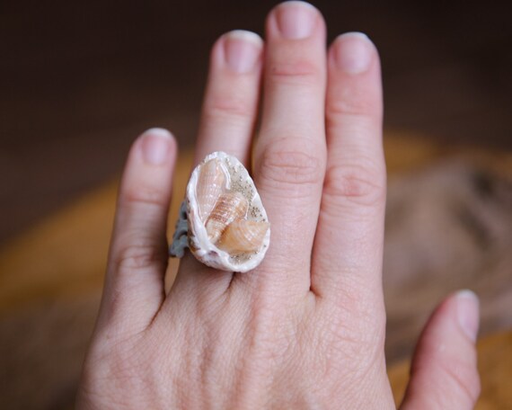 Adjustable Mermaid Seashell Ring - image 1