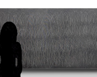 LARGE  Cy TWOMBLY painting on canvas,  Chalk Board Writing -  Abstract Expressionist art - Mixed Media