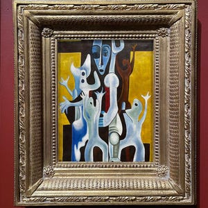 Charles Alston PAINTING on canvas , Vintage art, Tribal, African-American painting, Harlem Renaissance