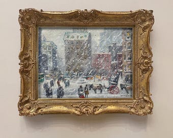 Guy Wiggins painting - American Impressionist - Snowy NYC