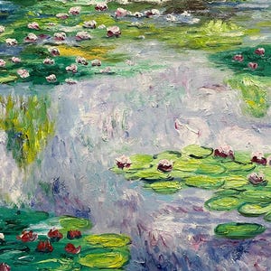 クロード・モネ作、キャンバス画、印象派、ポスト印象派、ヴィンテージアート、睡蓮 2 画像 3