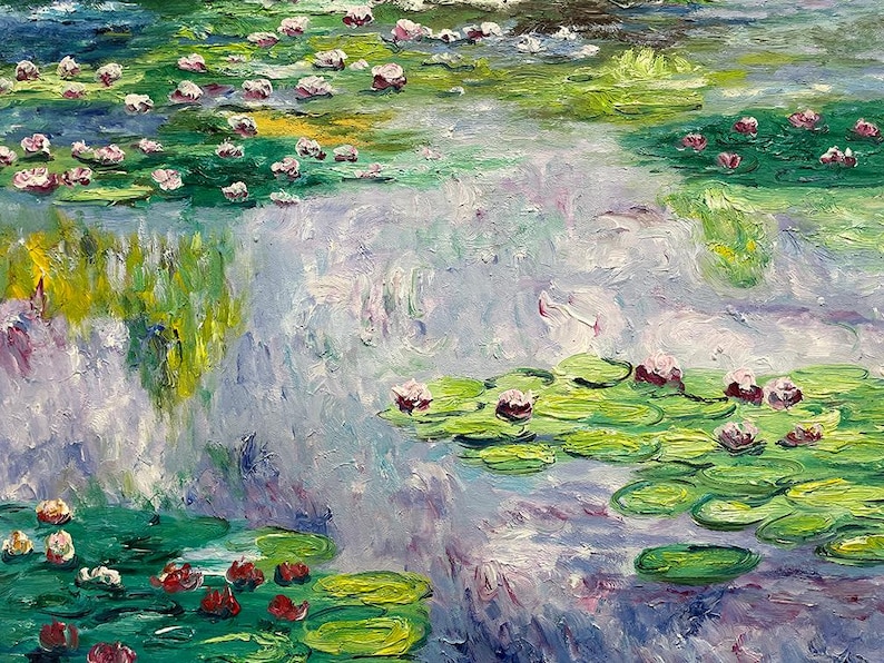 クロード・モネ作、キャンバス画、印象派、ポスト印象派、ヴィンテージアート、睡蓮 2 画像 3