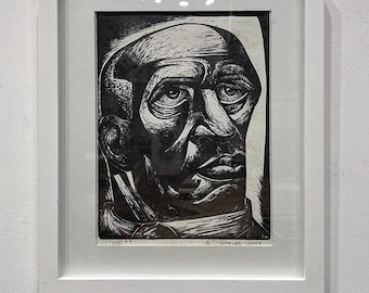 Charles White PRINT on PAPER ,  Portrait of a WORKER,  African-American painting, Harlem Renaissance -2