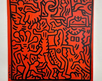 Keith Haring Gemälde auf Leinwand - Pop Art - NYC Graffiti