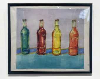 Wayne Thiebaud Painting on paper - colored bottles - watercolor