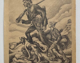 Dibujo de Thomas Hart Benton - Davy Crockett