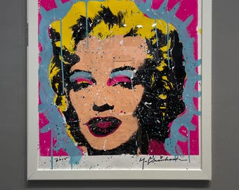 Mr. BRAINWASH Marilyn Monroe Painting on Paper - Silk Screen - Pop Art  - Banksy