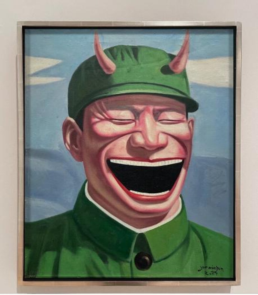 Yue Minjun Painting on Canvas -laughing Chinese Man - Pop Art Chinese ...