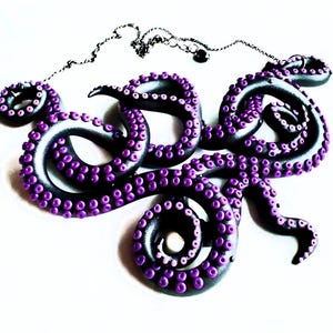 Octopus Tentacles Necklace in Graphite and Purple