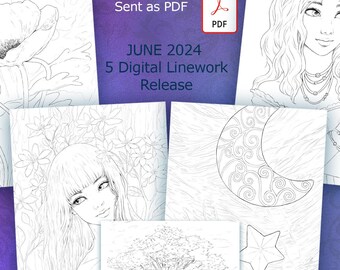 Fantasy Character Coloring Pages: Nature & Flowers (5 Designs) (PDF)