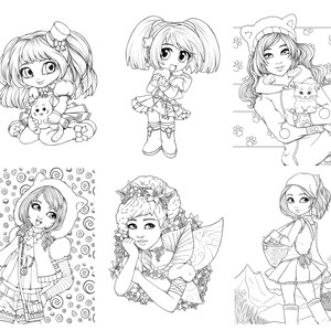 Sweet Kawaii Mini Coloring Book A4 8,5x12" Adorable Cute Characters ...
