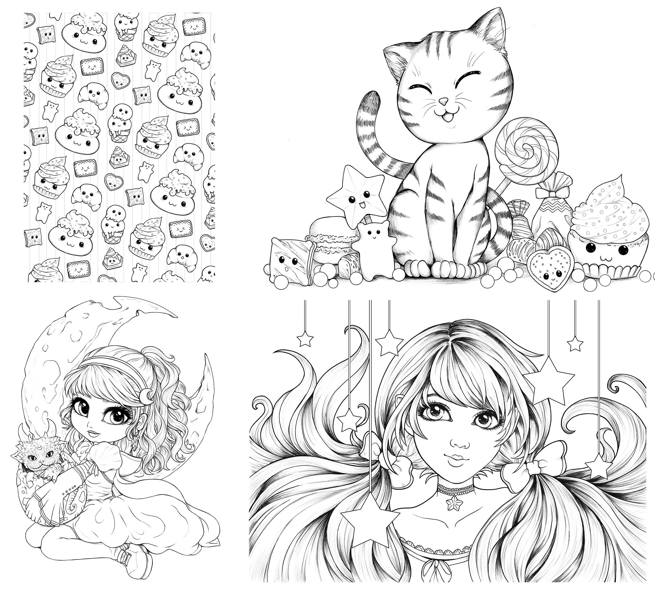 Kawaii livre de coloriage pour filles 8-12 ans: Livre de coloriage pour les  filles avec des dessins super mignons de Kawaii du monde fantaisiste des   des scènes de manga-livre coloriage chibi