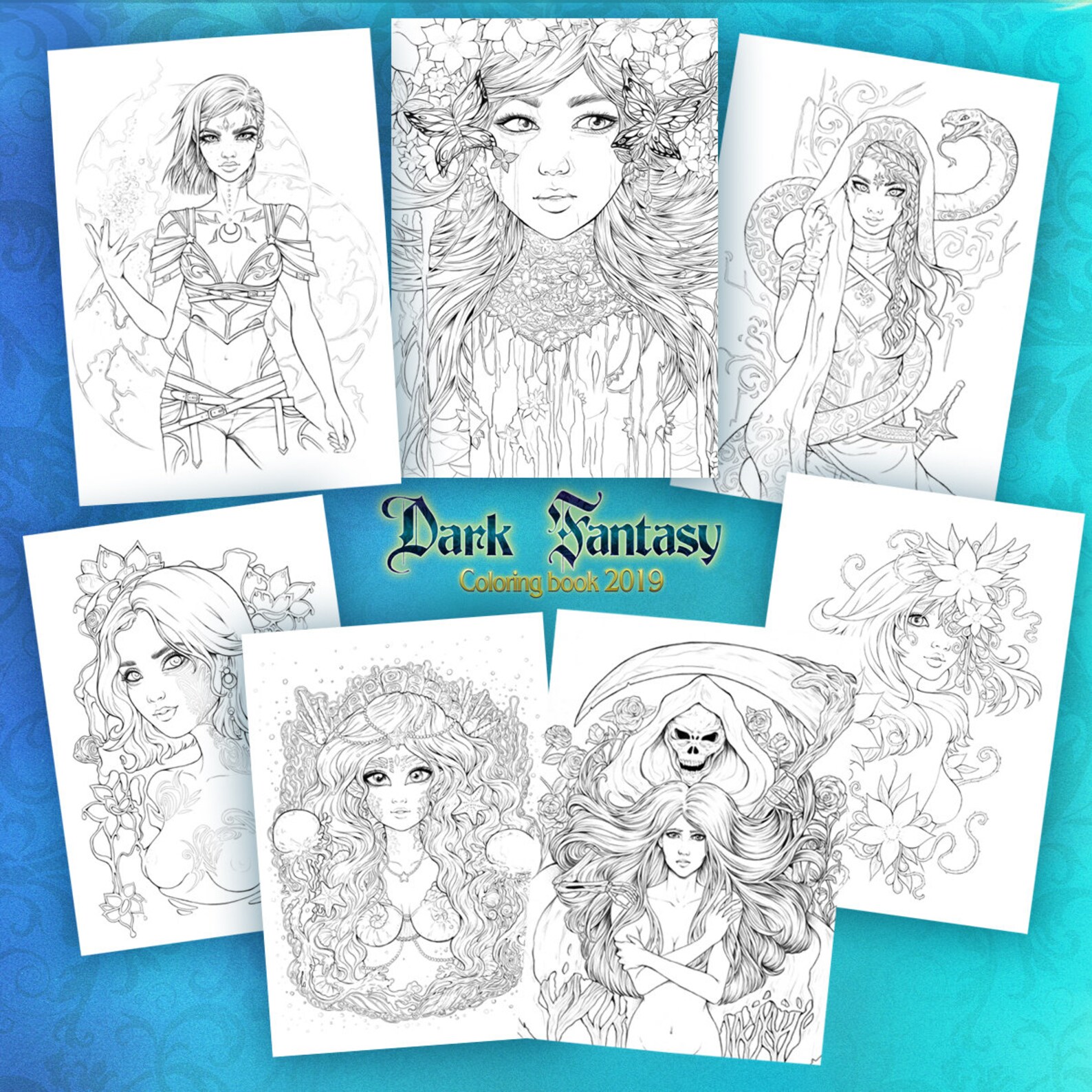 Dark Fantasy Adult COLORING Book Beautiful Characters 20 - Etsy