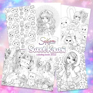 PDF DIGITAL Sweet Kawaii adult COLORING book beautiful manga cute chibi animal fantasy characters 20 artworks coloring pages by sakuems image 4