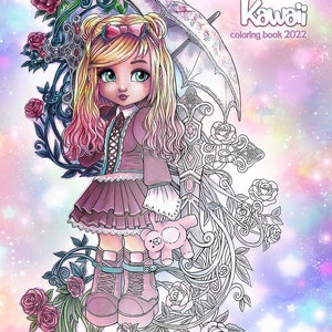 PDF DIGITAL Sweet Kawaii adult COLORING book beautiful manga cute chibi animal fantasy characters 20 artworks coloring pages by sakuems image 5