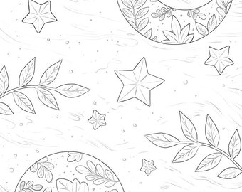Soft Cosmos Coloring Page - Galaxy Stars Art Pattern (Digital Download)
