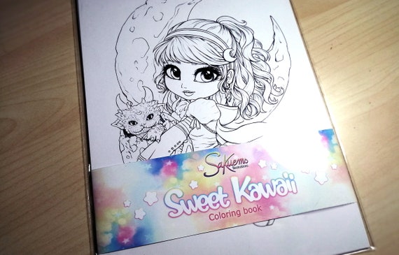 Sweet Kawaii Mini Coloring Book A4 85x12 Adorable Cute - Etsy