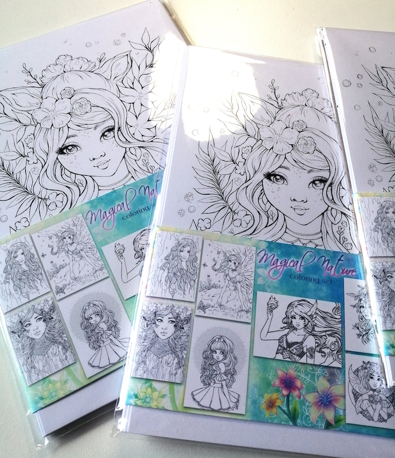Adult Coloring Postcards SET A5/6x8 Thick Cardstock Etsy UK